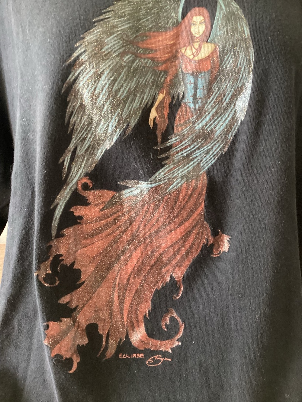 Y2K VTG FINE Hot Topic Glitter Trick Fairy Dark Eclipse Whimsy Goth Emo Shirt XL - Picture 4 of 8